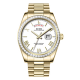 BUREI Mens Watch 41mm, Stainless Steel Analog Quartz, Waterproof with Calendar, Sapphire Crystal Dial, Business Casual Luxury Wristwatch