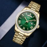 BUREI Mens Watch 41mm, Stainless Steel Analog Quartz, Waterproof with Calendar, Sapphire Crystal Dial, Business Casual Luxury Wristwatch