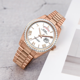 BUREI Mens Watch 41mm, Stainless Steel Analog Quartz, Waterproof with Calendar, Sapphire Crystal Dial, Business Casual Luxury Wristwatch