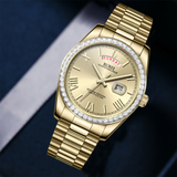 BUREI Mens Watch 41mm, Stainless Steel Analog Quartz, Waterproof with Calendar, Sapphire Crystal Dial, Business Casual Luxury Wristwatch