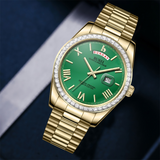 BUREI Mens Watch 41mm, Stainless Steel Analog Quartz, Waterproof with Calendar, Sapphire Crystal Dial, Business Casual Luxury Wristwatch