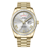 BUREI Mens Watch 41mm, Stainless Steel Analog Quartz, Waterproof with Calendar, Sapphire Crystal Dial, Business Casual Luxury Wristwatch