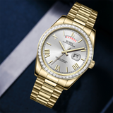 BUREI Mens Watch 41mm, Stainless Steel Analog Quartz, Waterproof with Calendar, Sapphire Crystal Dial, Business Casual Luxury Wristwatch