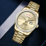 BUREI Mens Watch 41mm, Stainless Steel Analog Quartz, Waterproof with Calendar, Sapphire Crystal Dial, Business Casual Luxury Wristwatch