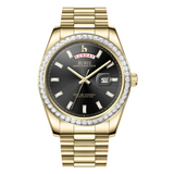 BUREI Mens Watch 41mm, Stainless Steel Analog Quartz, Waterproof with Calendar, Sapphire Crystal Dial, Business Casual Luxury Wristwatch