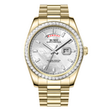 BUREI Mens Watch 41mm, Stainless Steel Analog Quartz, Waterproof with Calendar, Sapphire Crystal Dial, Business Casual Luxury Wristwatch