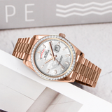 BUREI Mens Watch 41mm, Stainless Steel Analog Quartz, Waterproof with Calendar, Sapphire Crystal Dial, Business Casual Luxury Wristwatch