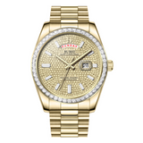 BUREI Mens Watch 41mm, Stainless Steel Analog Quartz, Waterproof with Calendar, Sapphire Crystal Dial, Business Casual Luxury Wristwatch