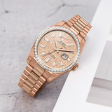 BUREI Mens Watch 41mm, Stainless Steel Analog Quartz, Waterproof with Calendar, Sapphire Crystal Dial, Business Casual Luxury Wristwatch