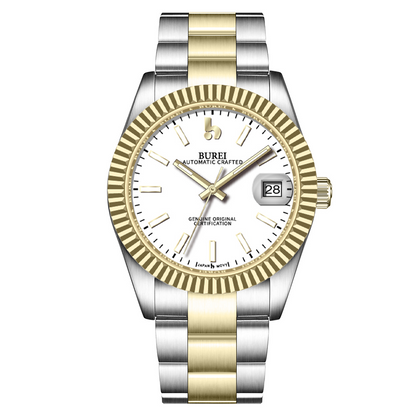 BUREI  Luxury Automatic Watch 36mm, Fashion Waterproof Mechanical Watch, Adjustable Stainless Steel Two Tone Strap
