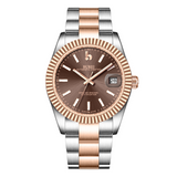 BUREI  Luxury Automatic Watch 36mm, Fashion Waterproof Mechanical Watch, Adjustable Stainless Steel Two Tone Strap