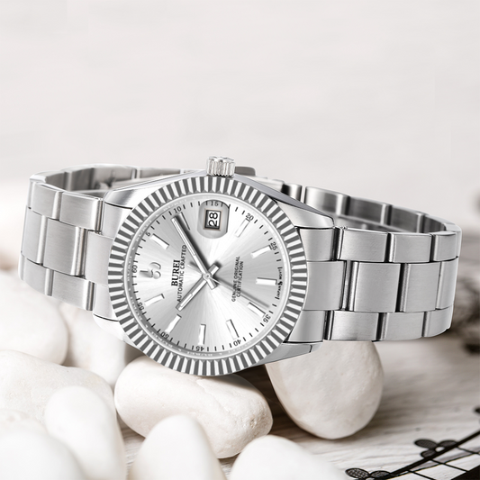 BUREI  Luxury Automatic Watch 36mm, Fashion Waterproof Mechanical Watch, Adjustable Stainless Steel Two Tone Strap