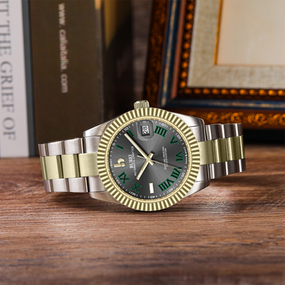 BUREI  Luxury Automatic Watch 36mm, Fashion Waterproof Mechanical Watch, Adjustable Stainless Steel Two Tone Strap