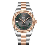 BUREI  Luxury Automatic Watch 36mm, Fashion Waterproof Mechanical Watch, Adjustable Stainless Steel Two Tone Strap