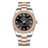 BUREI  Luxury Automatic Watch 36mm, Fashion Waterproof Mechanical Watch, Adjustable Stainless Steel Two Tone Strap