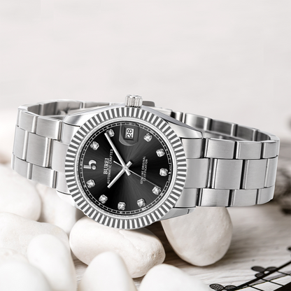 BUREI  Luxury Automatic Watch 36mm, Fashion Waterproof Mechanical Watch, Adjustable Stainless Steel Two Tone Strap