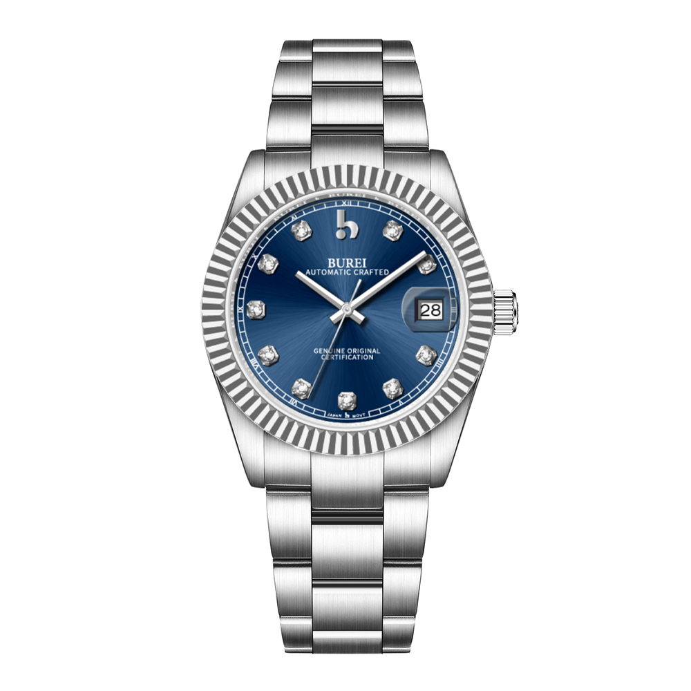 BUREI  Luxury Automatic Watch 36mm, Fashion Waterproof Mechanical Watch, Adjustable Stainless Steel Two Tone Strap