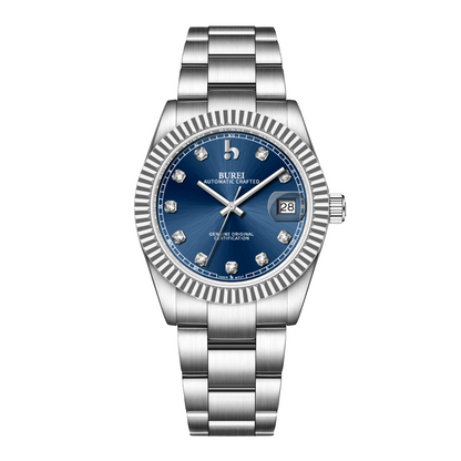 BUREI  Luxury Automatic Watch 36mm, Fashion Waterproof Mechanical Watch, Adjustable Stainless Steel Two Tone Strap