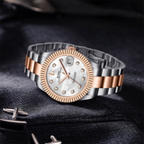 BUREI  Luxury Automatic Watch 36mm, Fashion Waterproof Mechanical Watch, Adjustable Stainless Steel Two Tone Strap