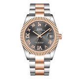 BUREI  Luxury Automatic Watch 36mm, Fashion Waterproof Mechanical Watch, Adjustable Stainless Steel Two Tone Strap