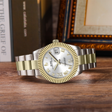 BUREI  Luxury Automatic Watch 36mm, Fashion Waterproof Mechanical Watch, Adjustable Stainless Steel Two Tone Strap