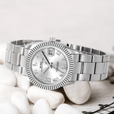 BUREI  Luxury Automatic Watch 36mm, Fashion Waterproof Mechanical Watch, Adjustable Stainless Steel Two Tone Strap