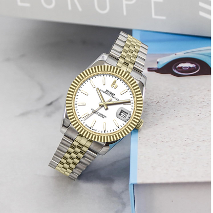 BUREI  Luxury Automatic Watch 36mm, Fashion Waterproof Mechanical Watch, Adjustable Stainless Steel Two Tone Strap