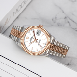 BUREI  Luxury Automatic Watch 36mm, Fashion Waterproof Mechanical Watch, Adjustable Stainless Steel Two Tone Strap