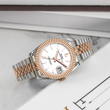 BUREI  Luxury Automatic Watch 36mm, Fashion Waterproof Mechanical Watch, Adjustable Stainless Steel Two Tone Strap