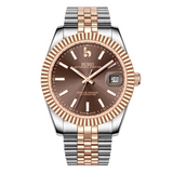 BUREI  Luxury Automatic Watch 36mm, Fashion Waterproof Mechanical Watch, Adjustable Stainless Steel Two Tone Strap