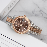 BUREI  Luxury Automatic Watch 36mm, Fashion Waterproof Mechanical Watch, Adjustable Stainless Steel Two Tone Strap