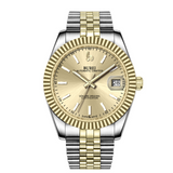 BUREI  Luxury Automatic Watch 36mm, Fashion Waterproof Mechanical Watch, Adjustable Stainless Steel Two Tone Strap