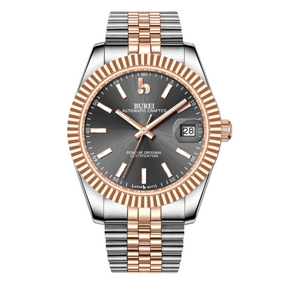 BUREI  Luxury Automatic Watch 36mm, Fashion Waterproof Mechanical Watch, Adjustable Stainless Steel Two Tone Strap