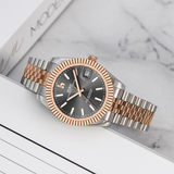 BUREI  Luxury Automatic Watch 36mm, Fashion Waterproof Mechanical Watch, Adjustable Stainless Steel Two Tone Strap