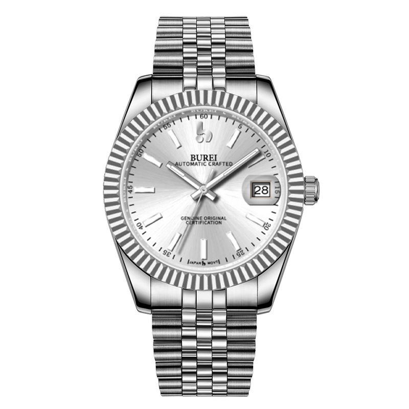 BUREI  Luxury Automatic Watch 36mm, Fashion Waterproof Mechanical Watch, Adjustable Stainless Steel Two Tone Strap