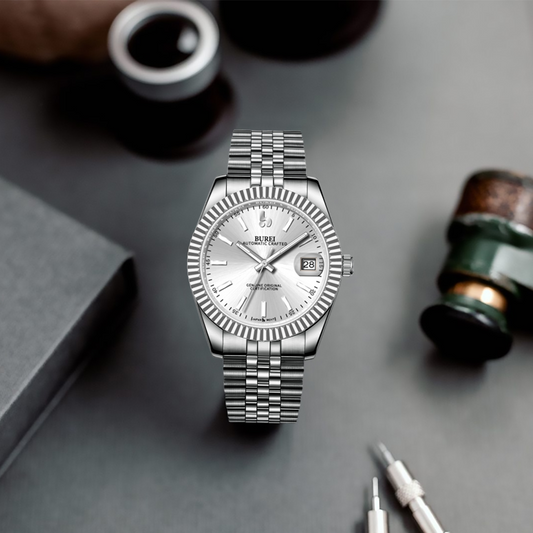 BUREI  Luxury Automatic Watch 36mm, Fashion Waterproof Mechanical Watch, Adjustable Stainless Steel Two Tone Strap