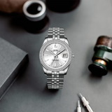 BUREI  Luxury Automatic Watch 36mm, Fashion Waterproof Mechanical Watch, Adjustable Stainless Steel Two Tone Strap