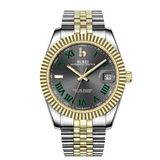 BUREI Luxury Automatic Watch 36mm, Fashion Waterproof Mechanical Watch, Adjustable Stainless Steel Two Tone Strap