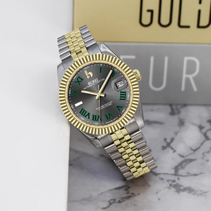 BUREI Luxury Automatic Watch 36mm, Fashion Waterproof Mechanical Watch, Adjustable Stainless Steel Two Tone Strap