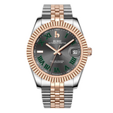 BUREI Luxury Automatic Watch 36mm, Fashion Waterproof Mechanical Watch, Adjustable Stainless Steel Two Tone Strap