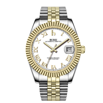 BUREI Luxury Automatic Watch 36mm, Fashion Waterproof Mechanical Watch, Adjustable Stainless Steel Two Tone Strap