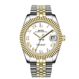 BUREI Luxury Automatic Watch 36mm, Fashion Waterproof Mechanical Watch, Adjustable Stainless Steel Two Tone Strap