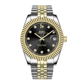 BUREI Luxury Automatic Watch 36mm, Fashion Waterproof Mechanical Watch, Adjustable Stainless Steel Two Tone Strap