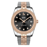 BUREI Luxury Automatic Watch 36mm, Fashion Waterproof Mechanical Watch, Adjustable Stainless Steel Two Tone Strap