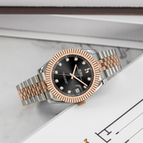 BUREI Luxury Automatic Watch 36mm, Fashion Waterproof Mechanical Watch, Adjustable Stainless Steel Two Tone Strap