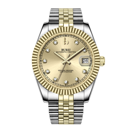 BUREI Luxury Automatic Watch 36mm, Fashion Waterproof Mechanical Watch, Adjustable Stainless Steel Two Tone Strap