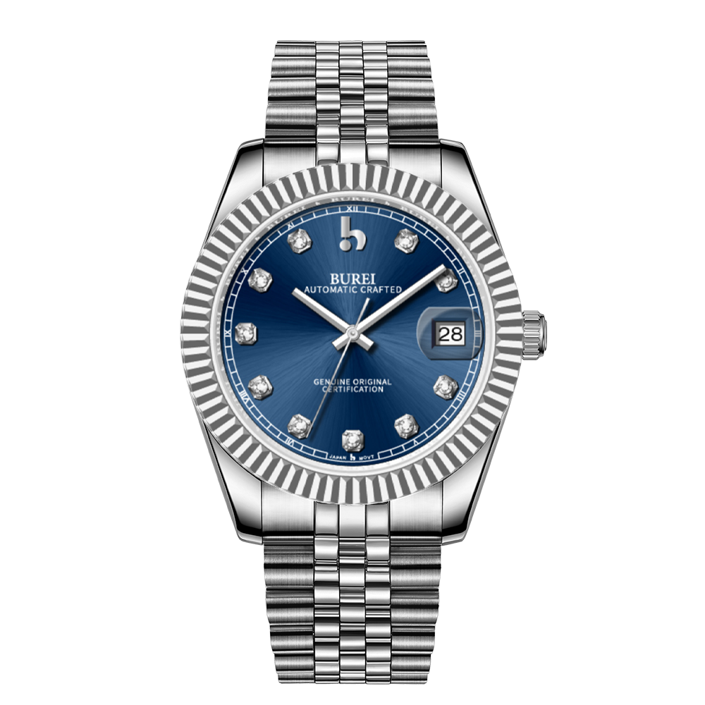 BUREI Luxury Automatic Watch 36mm, Fashion Waterproof Mechanical Watch, Adjustable Stainless Steel Two Tone Strap