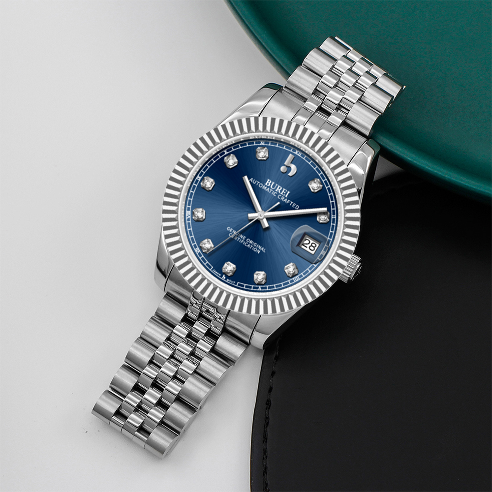 BUREI Luxury Automatic Watch 36mm, Fashion Waterproof Mechanical Watch, Adjustable Stainless Steel Two Tone Strap