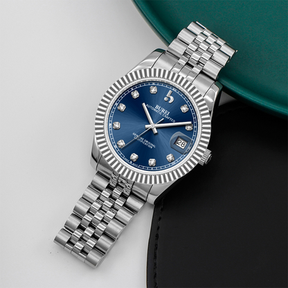 BUREI Luxury Automatic Watch 36mm, Fashion Waterproof Mechanical Watch, Adjustable Stainless Steel Two Tone Strap