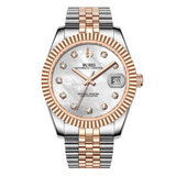 BUREI Luxury Automatic Watch 36mm, Fashion Waterproof Mechanical Watch, Adjustable Stainless Steel Two Tone Strap